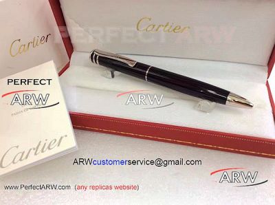 Replica Cartier Trinity de Ballpoint Pen Black Barrel and Silver Trim